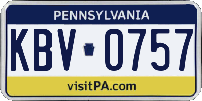 PA license plate KBV0757
