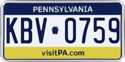 PA license plate KBV0759