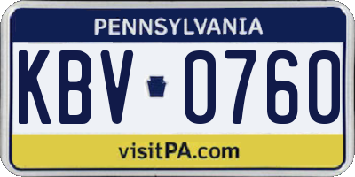 PA license plate KBV0760