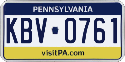 PA license plate KBV0761