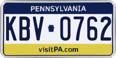 PA license plate KBV0762