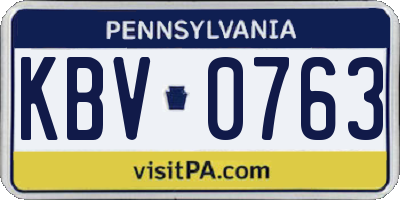 PA license plate KBV0763