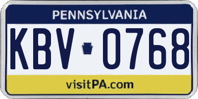 PA license plate KBV0768
