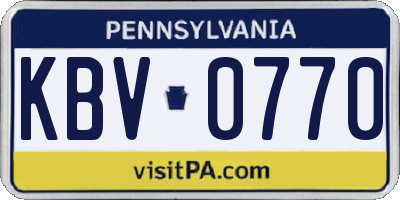 PA license plate KBV0770