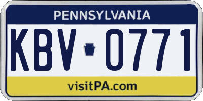 PA license plate KBV0771