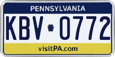 PA license plate KBV0772