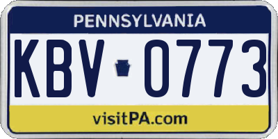 PA license plate KBV0773
