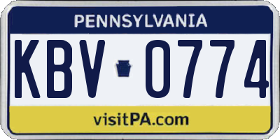 PA license plate KBV0774