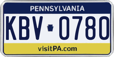PA license plate KBV0780
