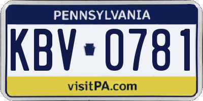 PA license plate KBV0781