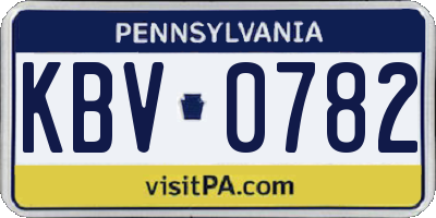 PA license plate KBV0782