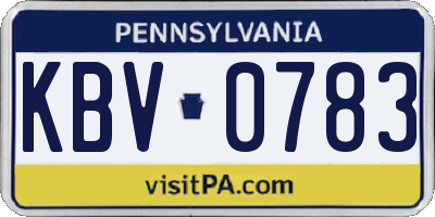 PA license plate KBV0783