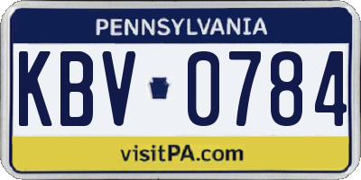 PA license plate KBV0784