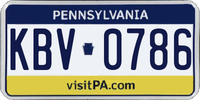 PA license plate KBV0786