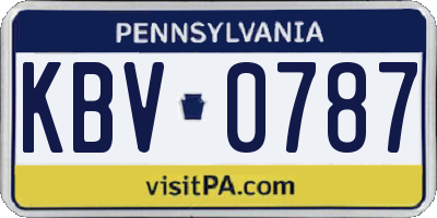 PA license plate KBV0787