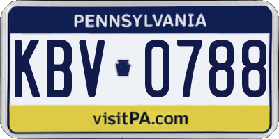 PA license plate KBV0788