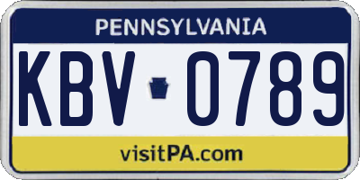PA license plate KBV0789