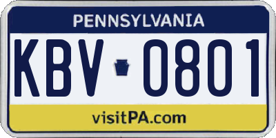 PA license plate KBV0801