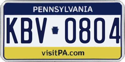 PA license plate KBV0804