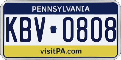 PA license plate KBV0808