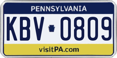 PA license plate KBV0809