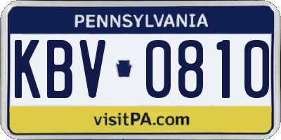 PA license plate KBV0810