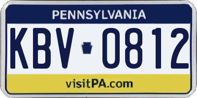 PA license plate KBV0812