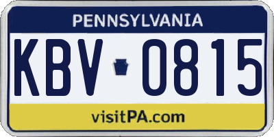 PA license plate KBV0815