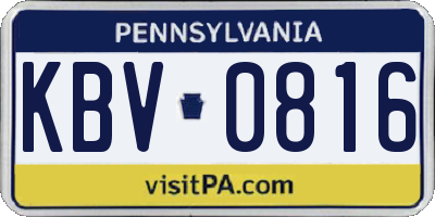 PA license plate KBV0816