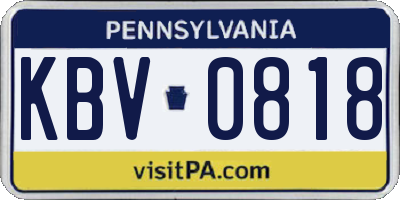 PA license plate KBV0818
