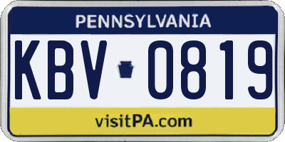 PA license plate KBV0819