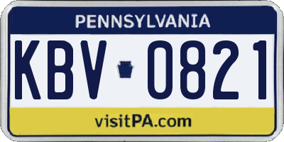 PA license plate KBV0821