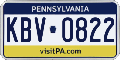 PA license plate KBV0822