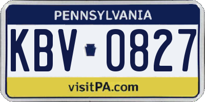 PA license plate KBV0827