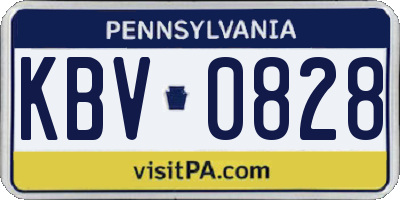 PA license plate KBV0828