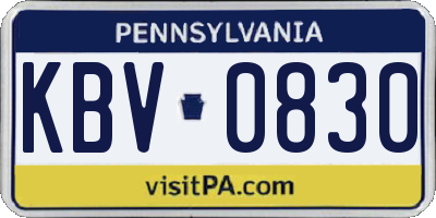 PA license plate KBV0830