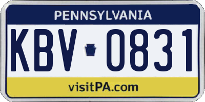 PA license plate KBV0831