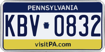 PA license plate KBV0832