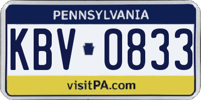 PA license plate KBV0833