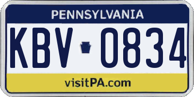 PA license plate KBV0834