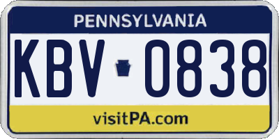 PA license plate KBV0838