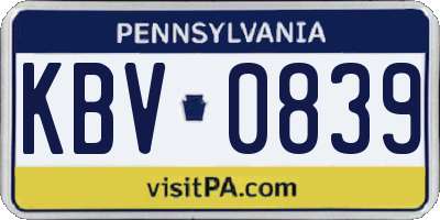 PA license plate KBV0839