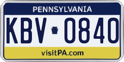 PA license plate KBV0840