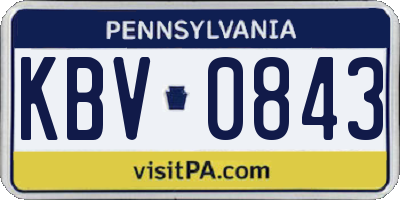 PA license plate KBV0843