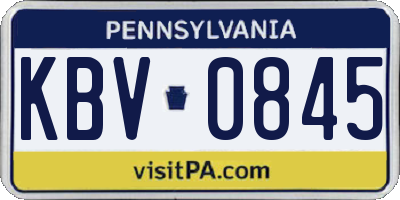 PA license plate KBV0845