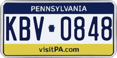 PA license plate KBV0848