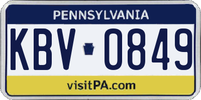 PA license plate KBV0849