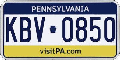 PA license plate KBV0850