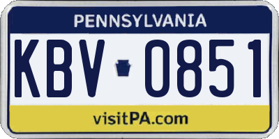 PA license plate KBV0851