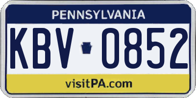 PA license plate KBV0852